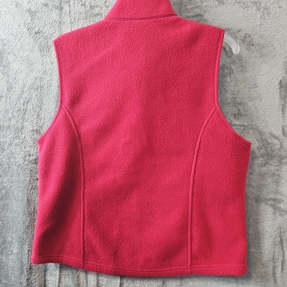 LL Bean Women's Sz MED Polartec Pink Fleece Zip Front Winter Vest - Picture 9 of 11